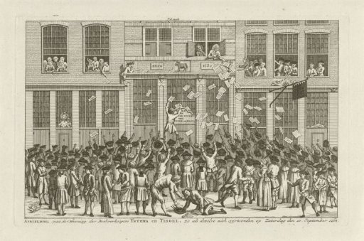 Distribution of a pamphlet by the publishers Yntema & Tiboel, 1768