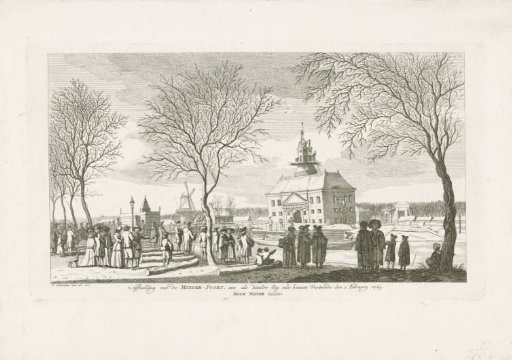 Demolition of the collapsed First Muiderpoort seen from the Plantage in Amsterdam