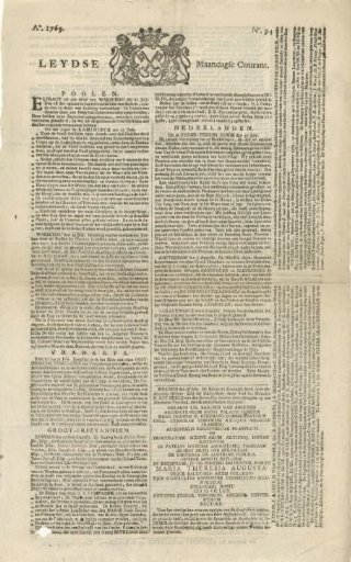 Leyde Monday Newspaper. Year 1769. No. 94
