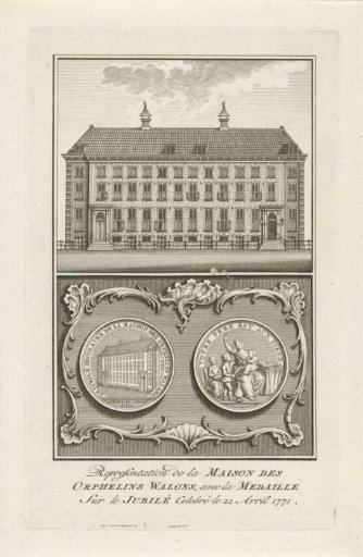 View of the Walenweeshuis on the Vijzelgracht in Amsterdam and medal for the first centenary