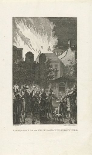 Fire of the theatre on the Keizersgracht in Amsterdam, 1772