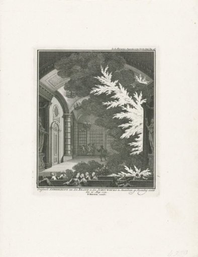 View of the theatre on the Keizersgracht in Amsterdam at the outbreak of the fire, 1772