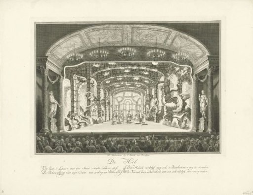 Theatre with stage scenery: Hell