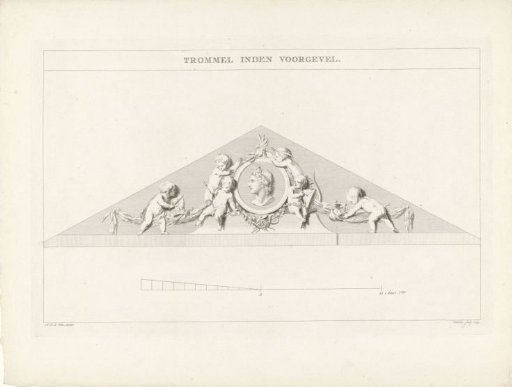 Pediment of the facade of the theatre on the Leidseplein in Amsterdam, 1774