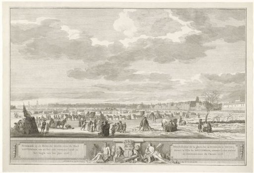 Ice festivities on the frozen Maas at Rotterdam, 1776