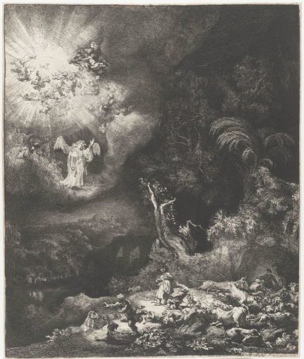 The angel appearing to the shepherds