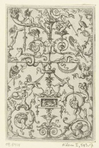 Candelabrum, at the bottom the upper body of a winged creature on a pedestal