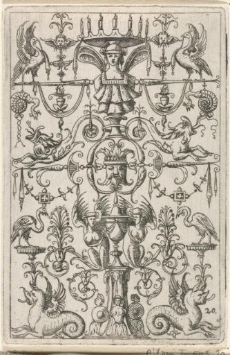 Candelabrum whose base is decorated with three female half-figures