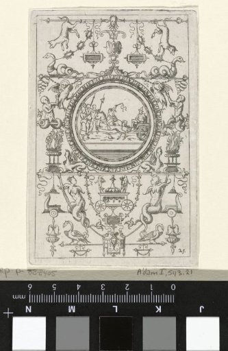 Medal with a man on a wagon drawn by a rider