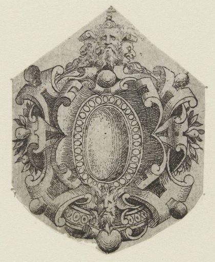 Round Pendant with a Stone, Set in an Egg-and-Dart Border