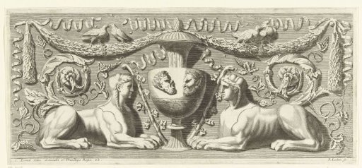 Friese with urn flanked by two sphinxes