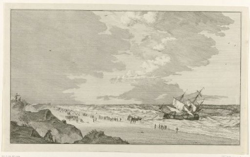 The crew leaves a ship stranded at Egmond aan Zee, 1780