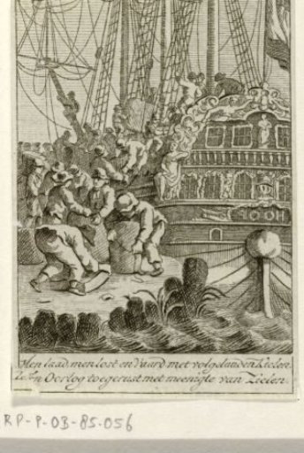 Loading and unloading of a Dutch ship, ca. 1780-1783