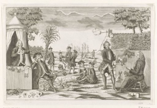 Caricature on the problems between England, America, and Holland, ca. 1780