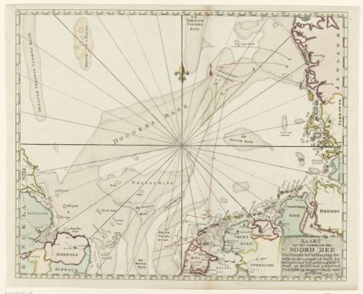 Map of the North Sea with the Naval Battle of Dogger Bank, 1781