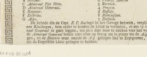 Text Page for the Print of the Naval Battle of Dogger Bank, 1781