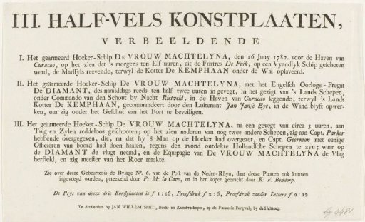 Announcement of the Publication of the Three Plates of the Hoeker Ship Vrouw Machtelyna