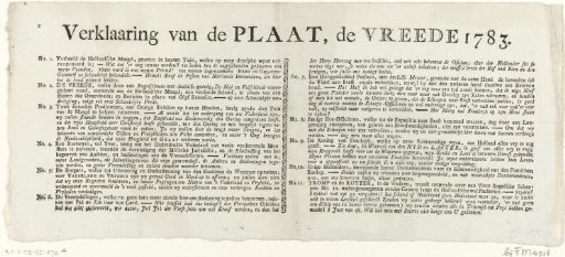 Text sheet accompanying the Satirical print on the peace of 1783