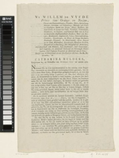 Pamphlet on Willem V and Kaat Mossel, ca. 1784