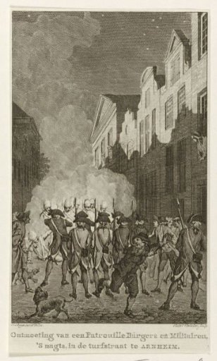 Confrontation between citizen patrol and military patrol in Arnhem, 1784