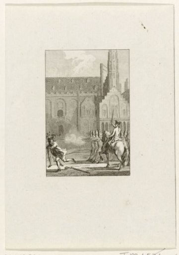 Militia firing on the rioters in Haarlem, 1750
