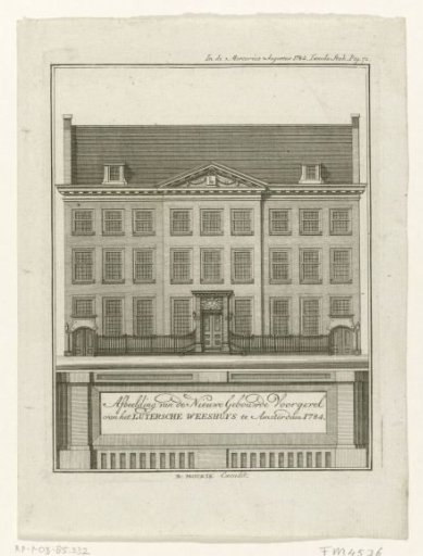 New facade of the Lutheran Diaconate Orphanage in Amsterdam, 1784