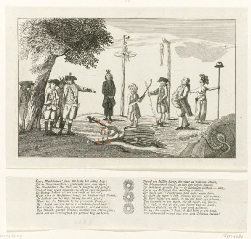 Satirical print with the execution of the Prince's party, 1784