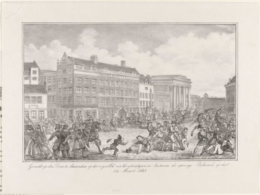 View of the Dam in Amsterdam at the Moment of the Dispersal and Arrest of the Rioters on March 24, 1848