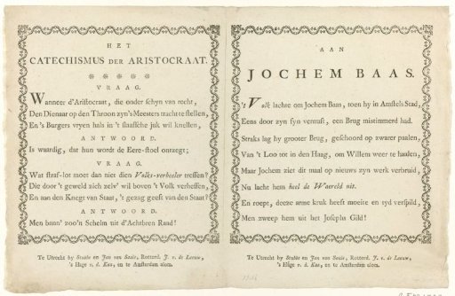Two Satirical Verses on Mayor Joachim Rendorp, 1786