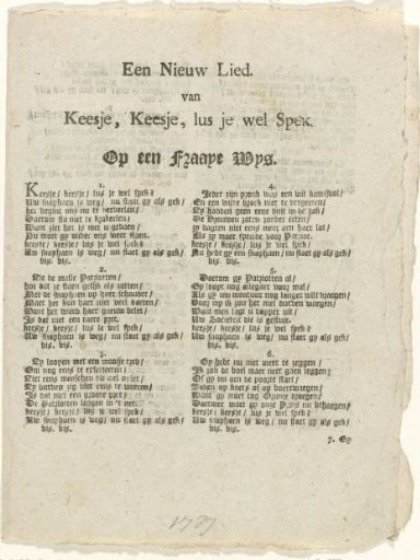 Sheet with Four Pro-Orange Songs, 1787