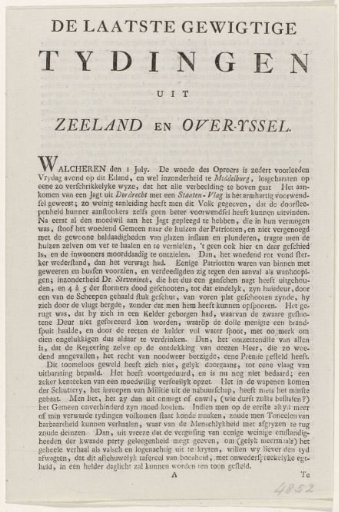 Newspaper of Zeeland and Overijssel, 1787