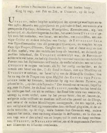 Account of the Patriots leaving Utrecht, 1787