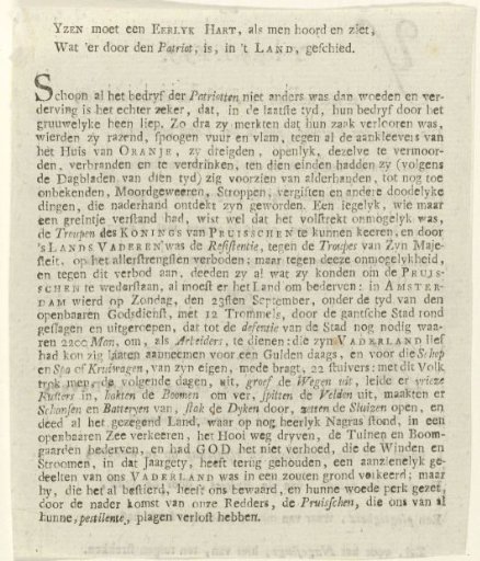 Account of the devastation during the exodus of the Patriots, 1787