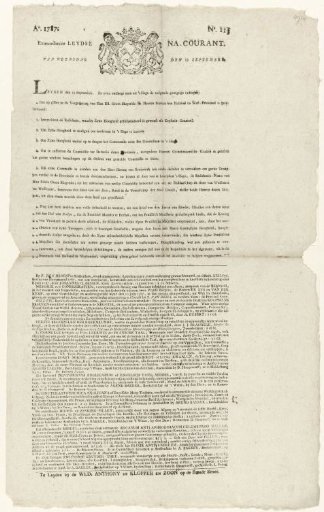 Issue of the Extraordinary Leyde Na-Courant, 19 September 1787
