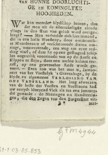 Description of the Arrival of the Prince and Princess of Orange, 1787