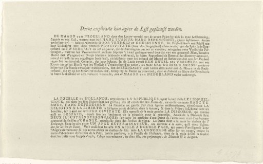 Explanation of the print with the allegory on the Attempts of Willem V to Enslave the Country, 1787