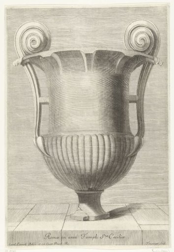 Vase with two handles ending in scrolls