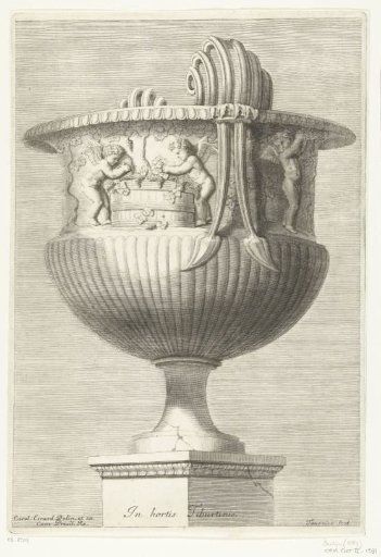 Vase with frieze on a pedestal
