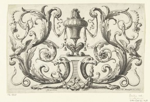 Panel with an urn on a pedestal