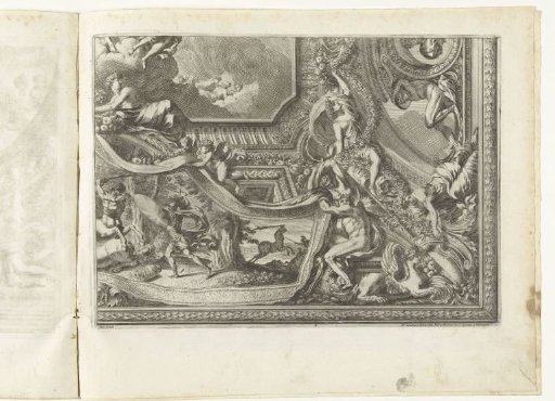 Ceiling with cartouche in the form of a tapestry