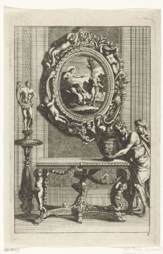 Oval mirror with Apollo and Cyparissus