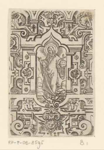 Christ as Salvator Mundi in a scrollwork frame