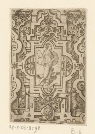 Athaliah in a scrollwork frame