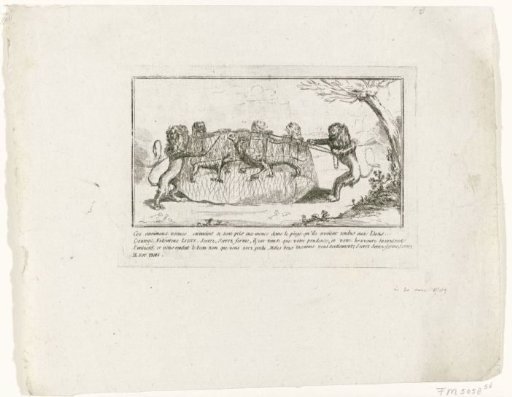 Austrian eagle and Joseph II captured by Brabantian lions, 1789
