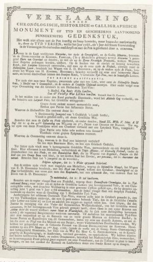 Explanation accompanying the allegory with calligraphy and the illumination of the house of C.C. Engelbronner in Amsterdam, 1788