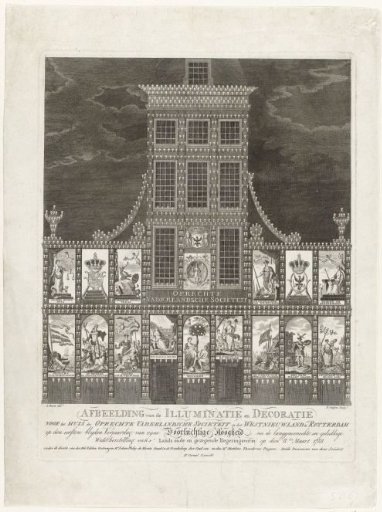 Illumination of the premises of the Oprechte Vaderlandsche Sociëteit on the Westnieuwland in Rotterdam, 1788