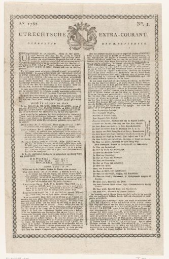 Utrecht Extra-Courant of 18 September 1788