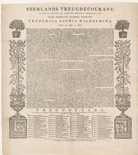 Joyful News on the 40th Birthday of Princess Wilhelmina of Prussia, 1791