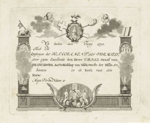 Receipt for the Confirmation of Cesare Brancadoro, Archbishop of Nisibi, 1792