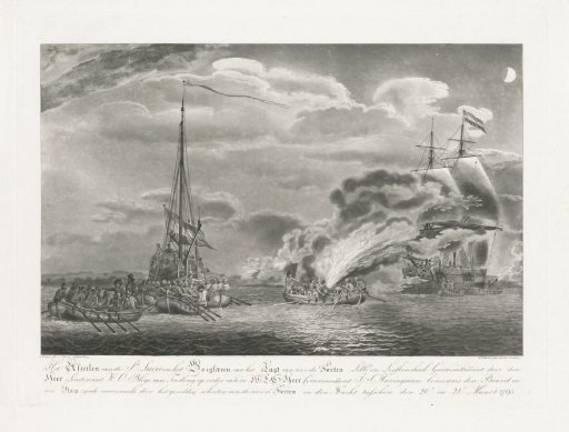 Sailing away of the captured French gunboat Ste. Lucie, 1793